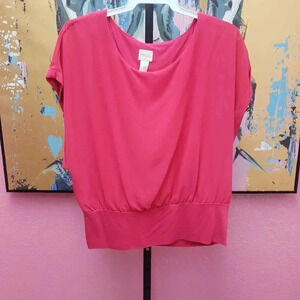 Chico's Hot Pink Lined Banded Bottom Blouse